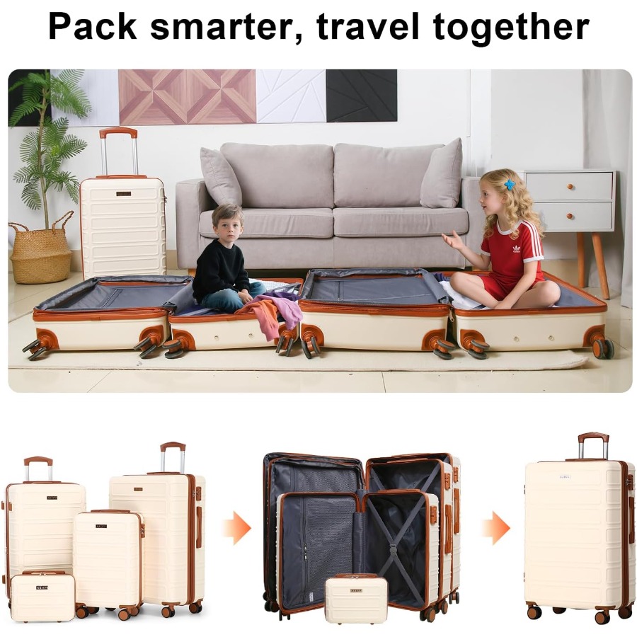 4 Pcs Luggage Set Expandable A - Expandable Hard Shell Luggage Set recension och pris