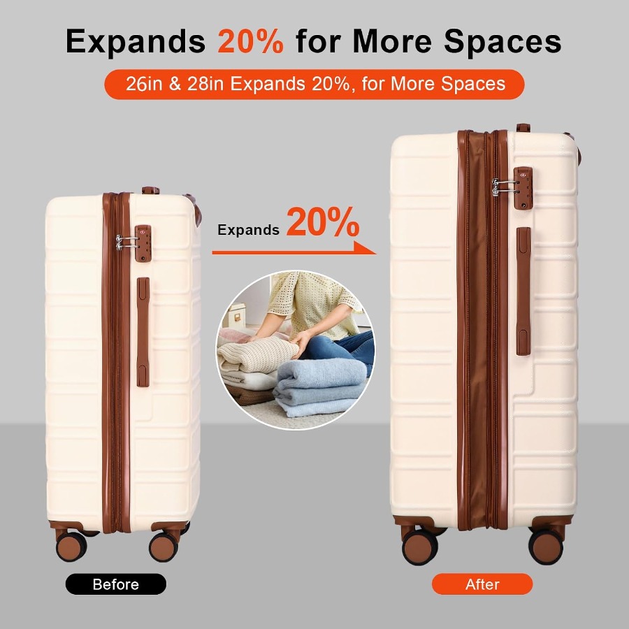 4 Pcs Luggage Set Expandable A - Expandable Hard Shell Luggage Set recension och pris