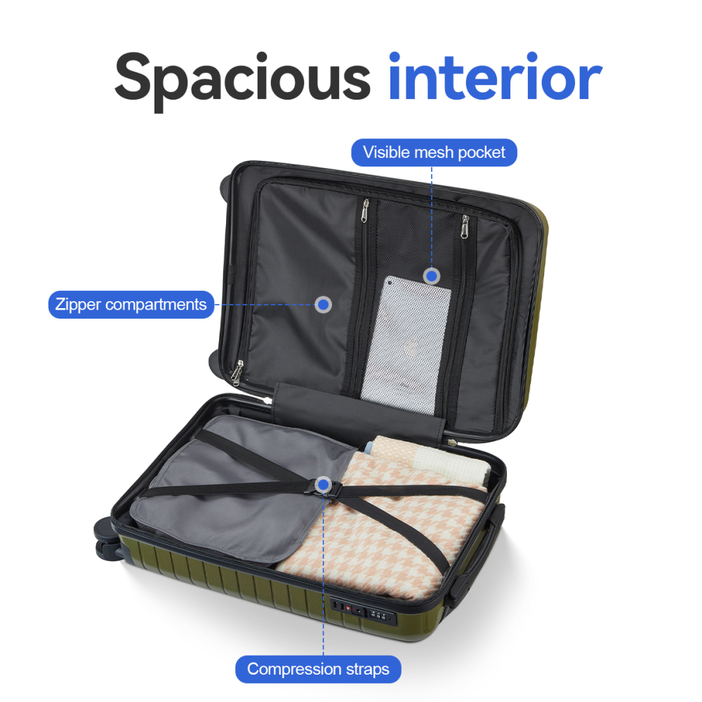 5 Piece PP Hard Shell Luggage  - Spinner Wheel Rolling Suitcase 20 Inch recension och pris