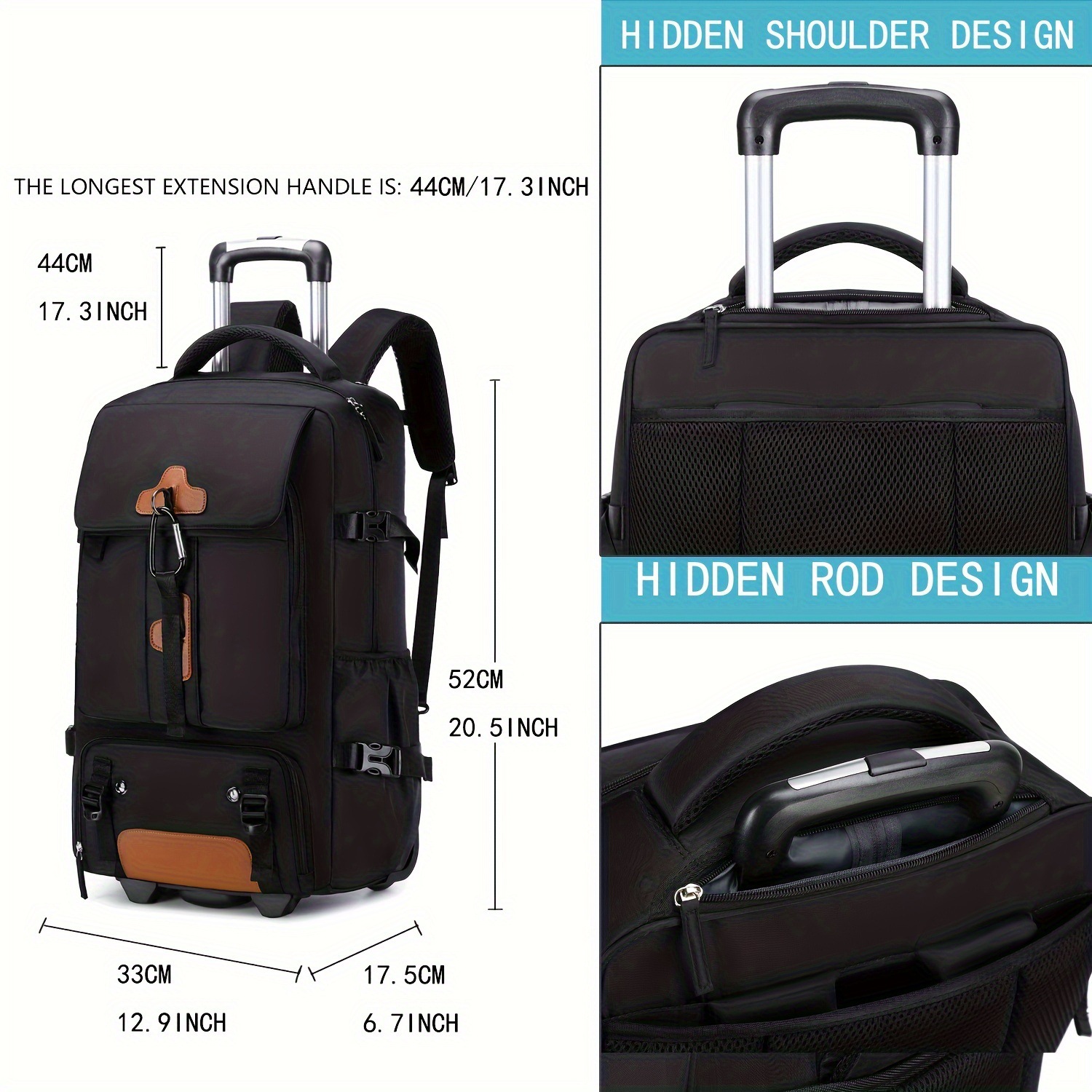 Rolling Backpack Large Capacit - Foldable Rolling Luggage Bag recension och pris