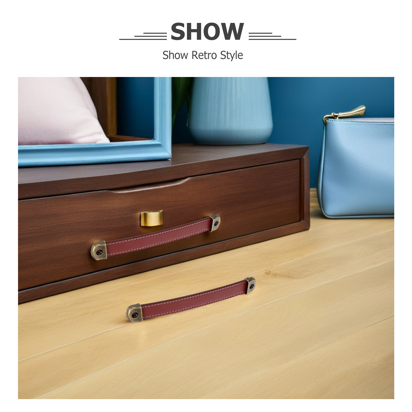 2Pcs Retro PU Cabinet Pull Han - Retro Vintage Trunk Suitcase recension och pris